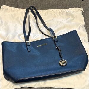 Michael Kors Dark Blue Tote with Gold Accents